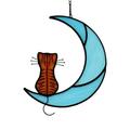 Acrylic Hanging Decoration Cat on the Crescent Moon Series Wall Door Pendant for Home Decor Room Kitten Lover Cat Person Gifts