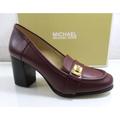 Michael Kors Shoes | Michael Kors Padma Mid Loafer Pumps Block Heel Leather Merlot Burgundy Size 7 | Color: Red | Size: 7