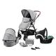 Kinderkraft MOOV Kinderwagen 3 in 1 Kinderwagenset bis 26 kg mit Kindersitz I-SIZE 40-75 cm, Buggy Funktion, Liegeposition verstellbar, Große ausziehbare Verdeck, Zubehör inklusive, Grau