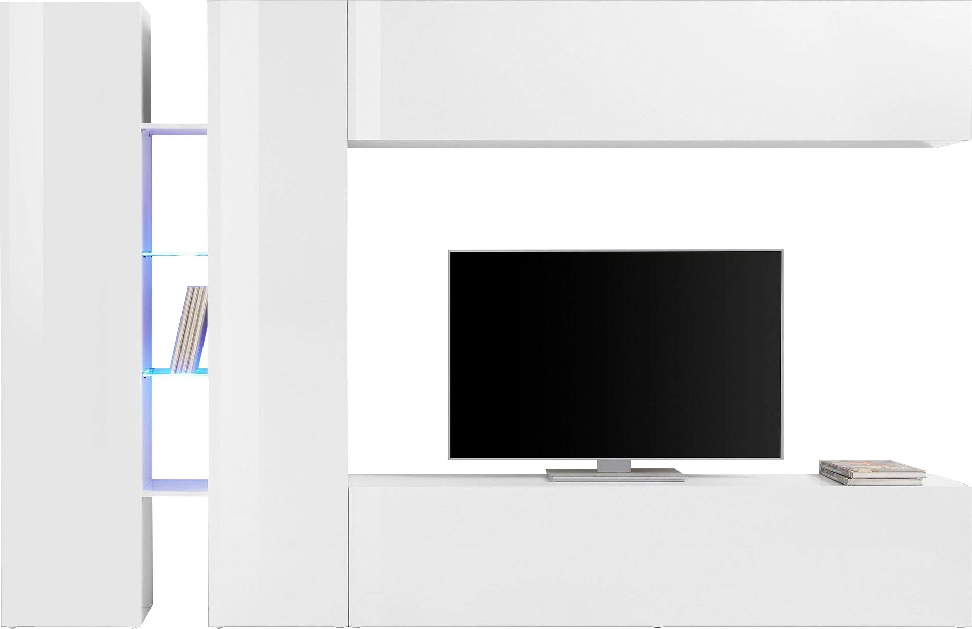 Wohnwand INOSIGN "Maruska", weiß (weiß hochglanz, weiß hochglanz), B:280cm H:180cm T:30cm, Spanplatte, Kastenmöbel-Sets Image