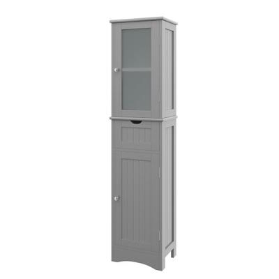 Costway Tall Floor Storage Cabinet with 2 Doors and 1 Drawer for Bathroom-Gray