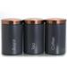 Minimalist Labelled Sugar, Coffee and Tea Storage Set with Lids in Dark Gray