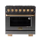 KUCHT Gemstone Professional 36 in. 5.2 cu. ft. Dual Fuel Range for Natural Gas with Convection Oven in Titanium Stainless Steel