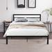 Queen Size Metal Platform Bed Frame with Headboard, Premium Steel Slat Support, Charcoal Grey & Black, Bedroom Furniture