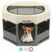 Medium Wood Frame Dog Playpen for Medium Dogs Cat Playpen with Waterproof Bottom Travel Pet Play Pen with Side Door for Puppies (36 x 36 x 23 Light Beige)