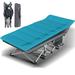 Lilypelle Adult Folding Camping Cot Heavy Duty Sleeping Cot Bed with 4D Pillow 2 Sided Pearl Cotton Mattress Blue