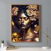 Willa Arlo™ Interiors Gold & Black Floral Woman IV - Graphic Art on Canvas Metal in Black/Brown | 40 H x 30 W x 1.5 D in | Wayfair