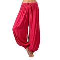 Mrat High Waist Long Trousers Full Length Pants Women Plus Size Solid Color Casual Loose Pants Yoga Pants Women Trousers Ladies Business Casual Pants Red XL