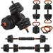 55lb Adjustable Weights Dumbbell Set Portable Interchangeable Dumbbell Barbell and Kettlebell Set