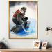 Red Barrel Studio® Hockey Goalie During Game I - Graphic Art on Canvas Metal in Black/Blue/Red | 32 H x 16 W x 1 D in | Wayfair