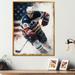 Red Barrel Studio® Hockey Player on Ice II - Graphic Art on Canvas Metal in Blue/Red/White | 40 H x 30 W x 1.5 D in | Wayfair