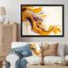 Ivy Bronx White & Gold Fusion V - Painting on Canvas Plastic in Indigo/White/Yellow | 34 H x 44 W x 1.5 D in | Wayfair