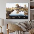 August Grove® Small River To The Farm II - Farmhouse/Country Canvas Wall Art Metal in Black/Brown/Gray | 16 H x 32 W x 1 D in | Wayfair