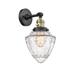 Longshore Tides Arthur-Jack 1 Light Steel Armed Sconce Glass/Metal in Black | 15 H x 7 W x 8.63 D in | Wayfair 4451B06A02E34A63991D56AD5A75BD12