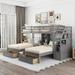 Harriet Bee Gurjeet Twin over Twin&Twin Bunk Bed w/ Drawers Wood in Brown/Gray | 64.4 H x 76 W x 115.3 D in | Wayfair