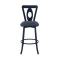 Red Barrel Studio® Swivel 26" Counter & Bar Stool Upholstered/Leather/Metal/Faux leather in Gray | 46 H x 21 W x 18 D in | Wayfair