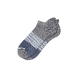 Men's Tri-Block Ankle Socks - Marled Midnight And Soft Blue - Large - Bombas