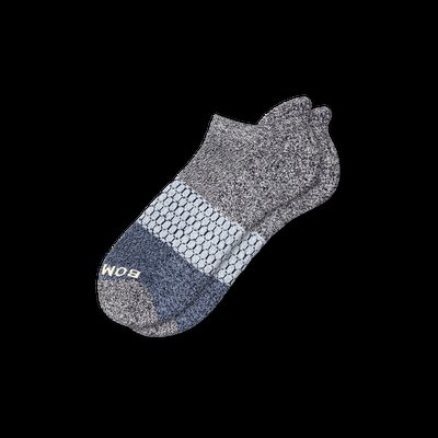 Men's Tri-Block Ankle Socks - Marled Midnight And Soft Blue - Medium - Bombas