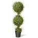 National Tree Company Artificial Two Ball Topiary Green Mini Tea Leaves Includes Black Pot Base Spring Collection 48 Inches