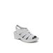 Wide Width Women's Finale Gladiator Sandal by BZees in Silver Shimmer Fabric (Size 10 W)