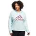 Adidas Tops | Adidas Women's Halo Mint Graphic Logo Fleece Pullover Hoodie-Plus Size 1x Nwt | Color: Blue/Green | Size: 1x