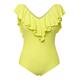 Ulla Popken Damen Badpak, volant, V-hals, softcups Badeanz ge, Neon Gelb, 48 EU