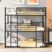 Gray Separable Twin-Twin-Twin Metal Frame Triple Bunk Bed with Built-in Ladder, 78.7''L*41.3''W*77.8''H, 151LBS