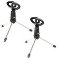 5 Core 2 Pieces Premium Mini Microphone Stand Tripod Universal Adjustable Desk Microphone Stand Portable Foldable Table Top Desktop Stand with Small Plastic Microphone Clip MINI TRIPOD MIC STAND 2PCS