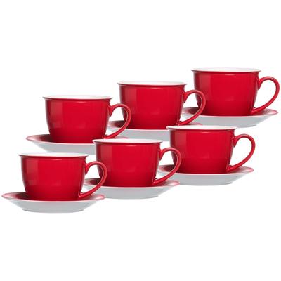 Ritzenhoff & Breker Doppio Milchkaffee Tassen mit Untertassen 6er Set Rot Image