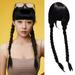 Ediodpoh Wig Wig Black Double Ponytail Wig Wig Wig with Fringe for Adults Teens Women Girls Long Wig with Fringes Wigs for Women Black