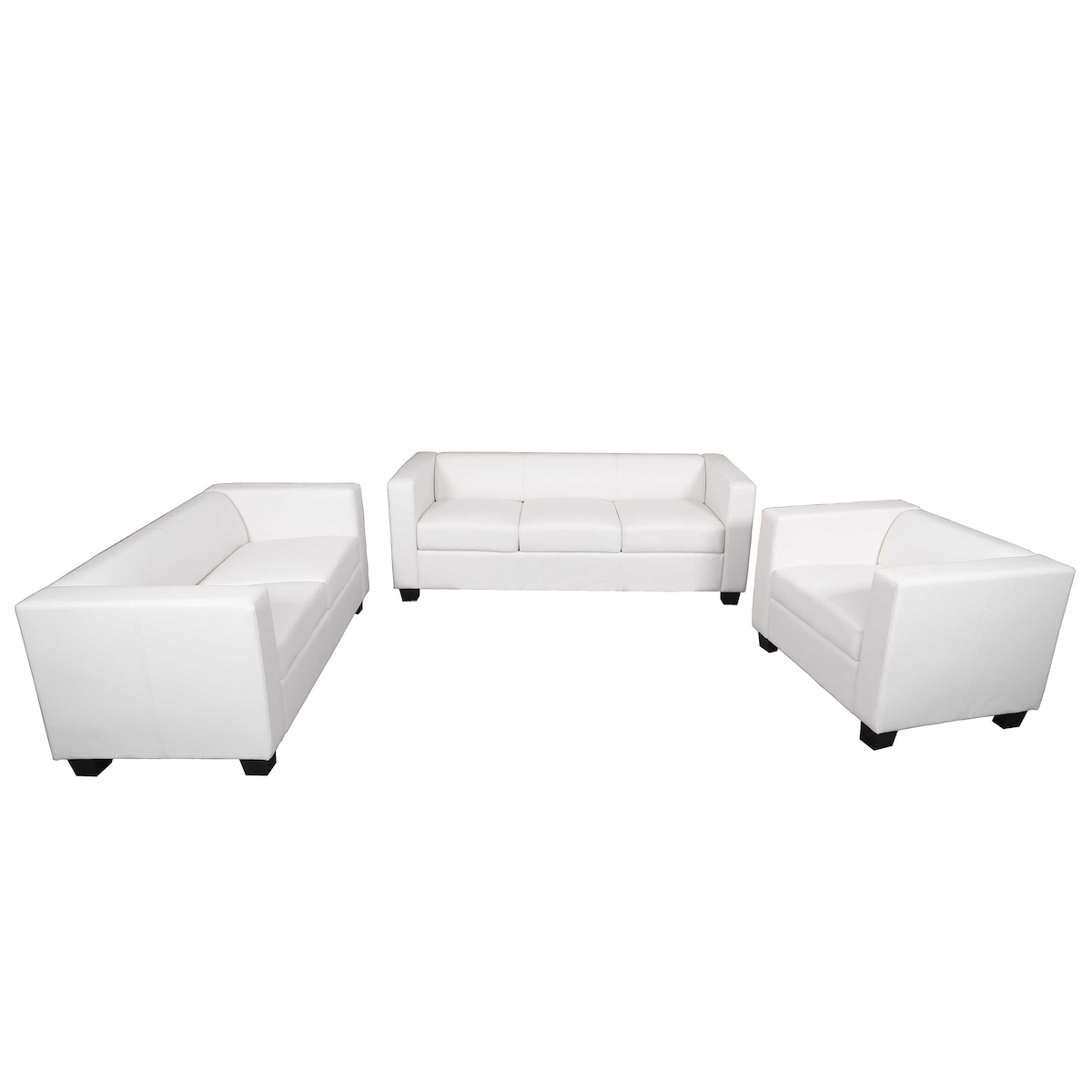 Mendler 3-2-1 Sofagarnitur Couchgarnitur Loungesofa Lille ~ Kunstleder, weiß Image