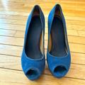 Coach Shoes | Coach Breana Blue Suede Peep Toe Heels | Color: Blue | Size: 6.5