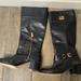 Coach Shoes | Coach Sapphire Tall Black Leather Riding Boots Size 6.5 Excellent Condition | Color: Black/Gold | Size: 6.5