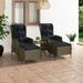 Walmeck 3 Piece Patio Set with Cushions Poly Rattan Brown