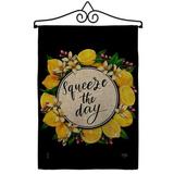 Breeze Decor Squeeze the Day Food Fruit 13 x 18.5. in. Double-Sided Decorative Vertical House Garden Flag Set for Decoration Banner Yard Gift