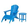 Portside 3-Piece Set Classic Adirondack Chair with Ottoman and Round Side Table