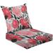 2-Piece Deep Seating Cushion Set floral seamless Pink peonies grey leaves isolated white For home Outdoor Chair Solid Rectangle Patio Cushion Set
