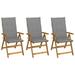 Walmeck Folding Patio Chairs 3 pcs with Cushions Solid Acacia Wood