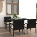 Walmeck 5 Piece Patio Dining Set Poly Rattan Black