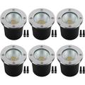 7W Well Lights LED Low Voltage 12V In-Ground Lighting Landscape Light Outdoor Flat Top 3000K Warm IP67 Waterproof for Lawn Pathway Yard Driveway Deck Step(6Pack with Connectors)