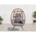 Hanging Egg Chair with Stand Outdoor Wicker Rattan Egg Swing Chair with Stand and Cushion for Indoor Outdoor Bedroom Patio Garden All Weather Hammock Chair for Bedroom Light Gray