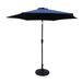 8.8 FT Outdoor Patio Umbrella Aluminum Market Patio Umbrella with 42 Pounds Round Resin Umbrella Base Push Button Tilt and Crank lift 6 Ribs Navy Blue