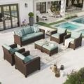 Sophia & William 9-seat Wicker Patio Conversation Set Outdoor Sectionals Sofa Set Blue