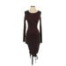 Forever 21 Casual Dress - Midi Scoop Neck Long sleeves: Brown Print Dresses - Women's Size Small