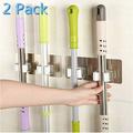 FASLMH 2 Pack Self Adhesive BroomAnd Mop Holders Waterproof Broom Hangers No Drilling Broom Grippers Hold Organizer Wall Mounted Storage Racks Mop Hook For Home Kitchen Bathroom(2 Pack)