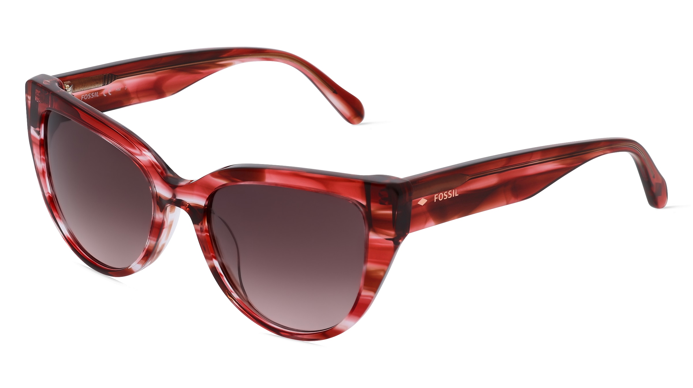 Fossil 2125/S Damen-Sonnenbrille Vollrand Butterfly Acetat-Gestell, rot