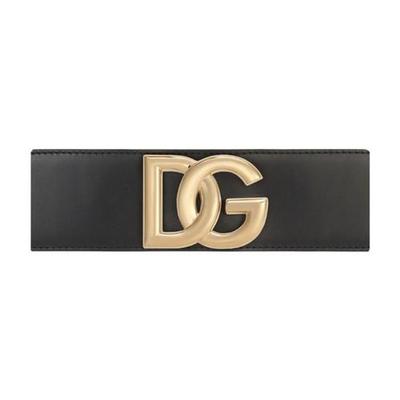 Dolce & Gabbana Ceinture avec bande élastiquée et cuir de qualité supérieure avec logo DG