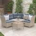 4-Pieces Outdoor Furniture Sets for 4, PE Wicker Sectional Cushioned Sofa Sets with Adjustable Backs for Backyard & Poolside