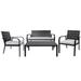 4-Pieces Outdoor Patio Garden Furniture Sets for 4, All-Weather Steel Frame Conversation Sofa Sets with Cushions & Coffee Table