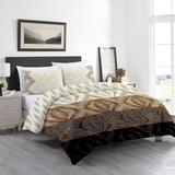 Delara GOTS Certified 100% Organic Cotton Aztec Reversible Print Duvet Cover and Sham Set of 2, Beige/Brown